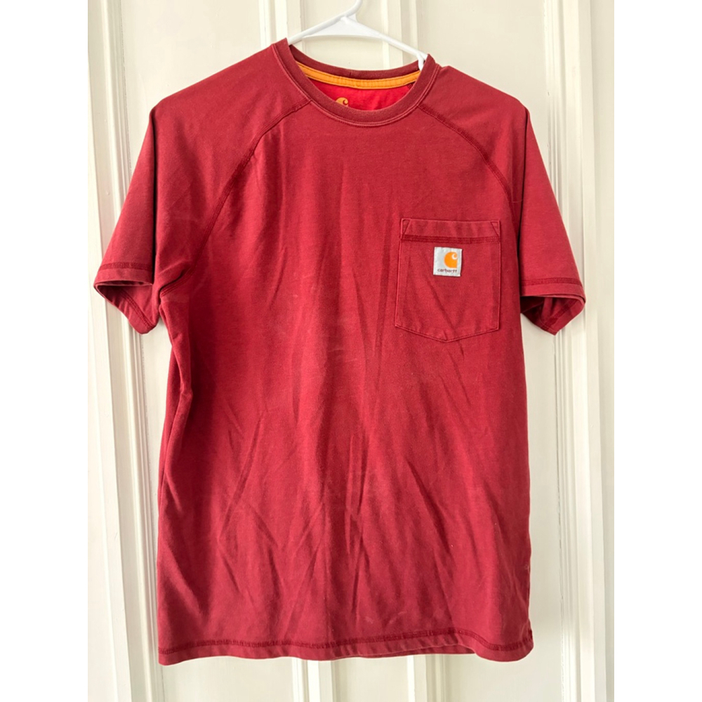 Carhartt mens Red with Orange Trim Short Sleeve Tee S